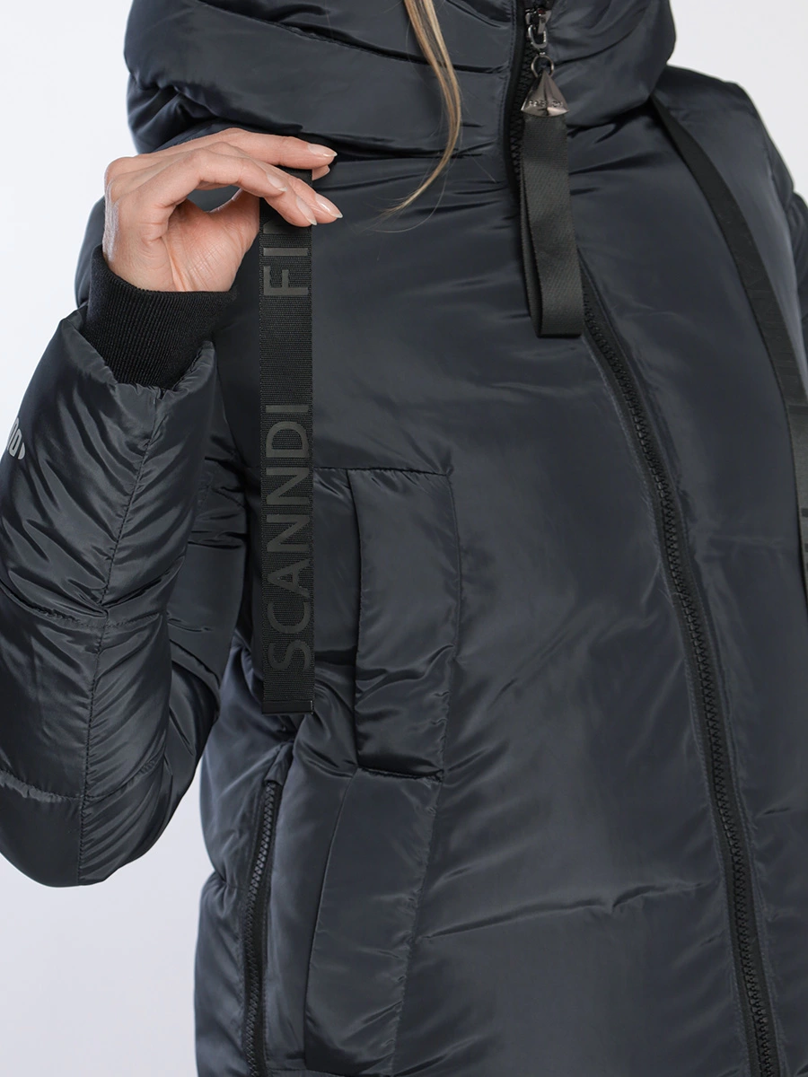 Пальто графитового цвета стеганое с утеплителем LITHERMO